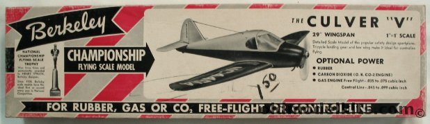 Berkeley 1/12 Culver V - For R/C or Free Flight plastic model kit